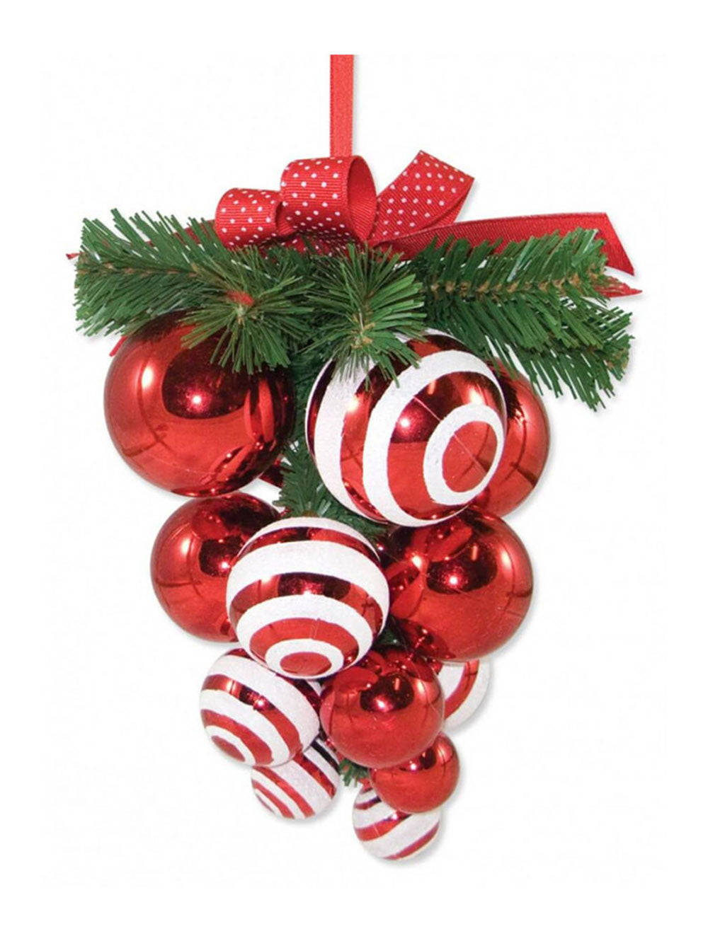 Festive Red and White Hanging Ornament Cluster